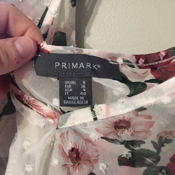 Long Sleeve White Rose Pattern Primark Top - Picture 3 of 3